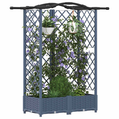 Raised Bed with Trellis and Roof Grey 124 x 40 x 126 cm PP