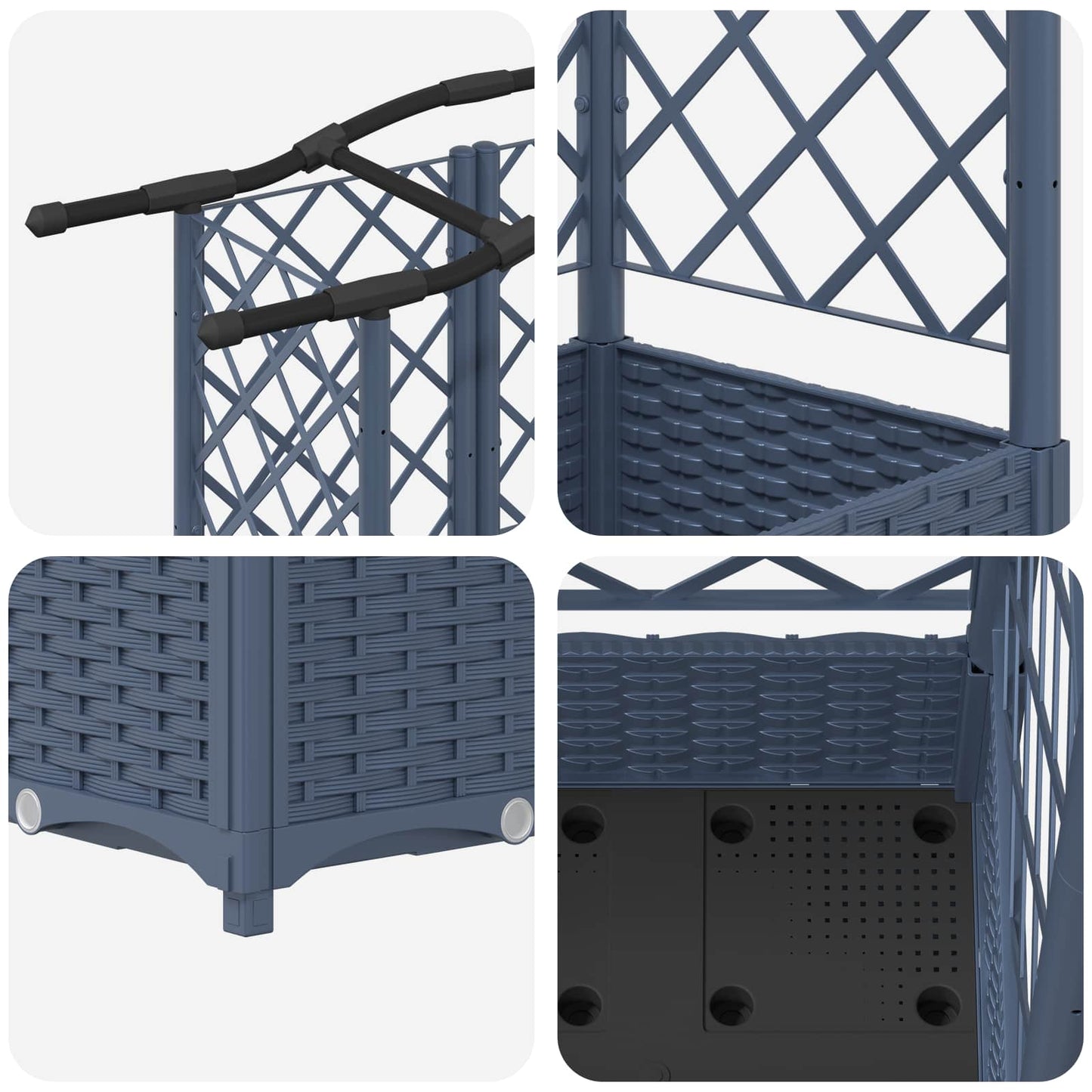 Raised Bed with Trellis and Roof Grey 163 x 40 x 126 cm PP
