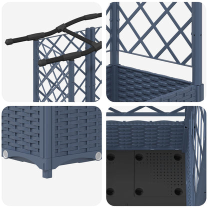 Raised Bed with Trellis and Roof Grey 163 x 40 x 126 cm PP