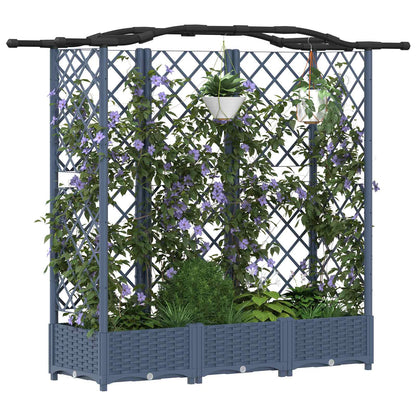 Raised Bed with Trellis and Roof Grey 163 x 40 x 126 cm PP