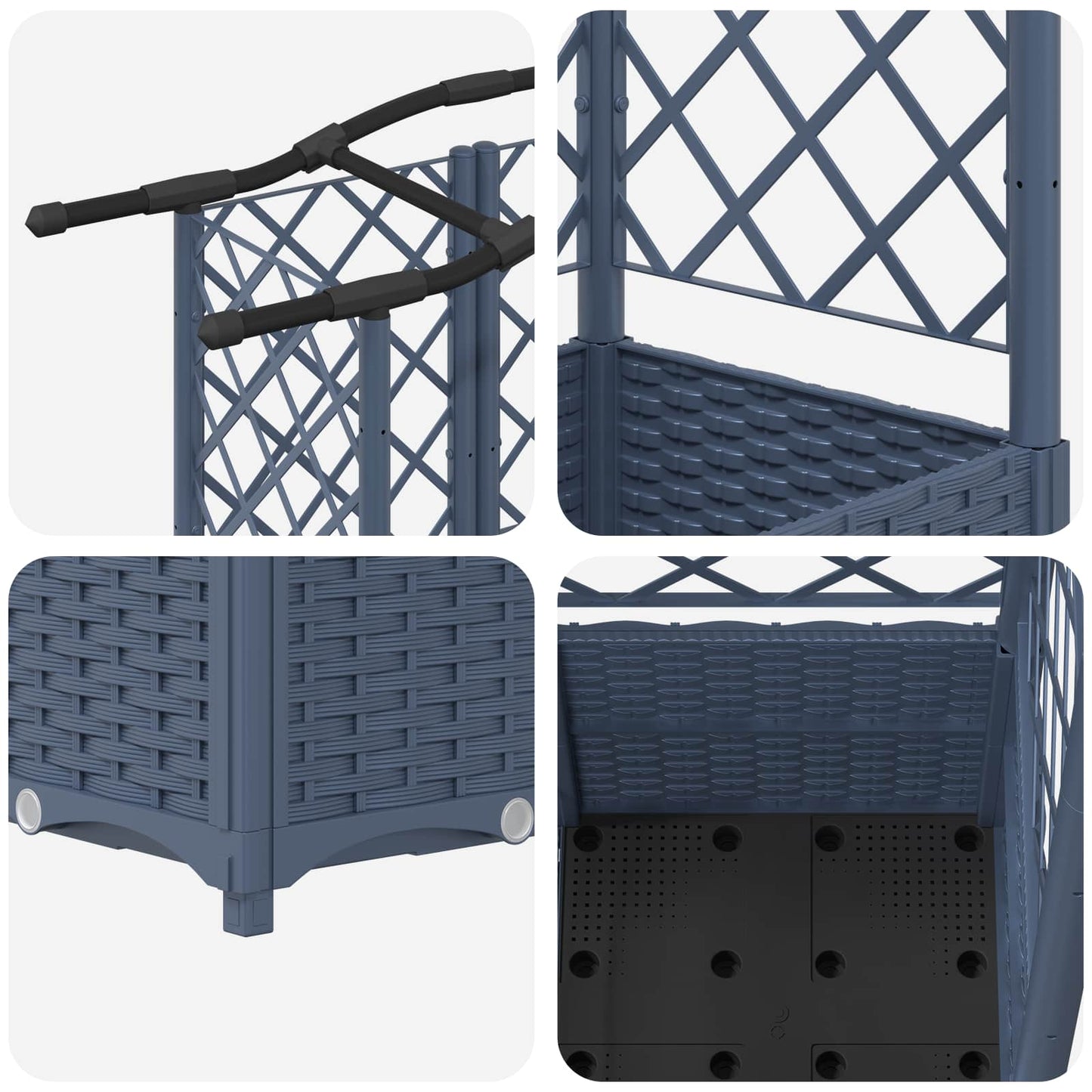 Raised Bed with Trellis and Roof Grey 122 x 40 x 141 cm PP