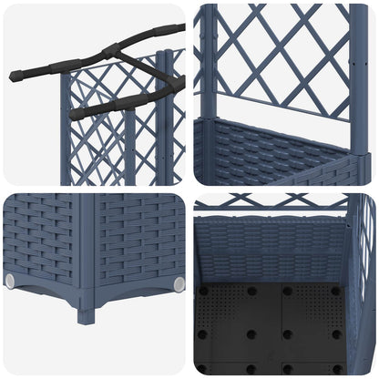 Raised Bed with Trellis and Roof Grey 122 x 40 x 141 cm PP