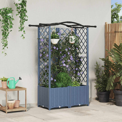 Raised Bed with Trellis and Roof Grey 122 x 40 x 141 cm PP