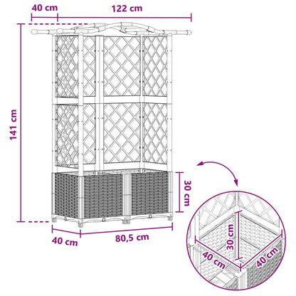 Raised Bed with Trellis and Roof Grey 122 x 40 x 141 cm PP