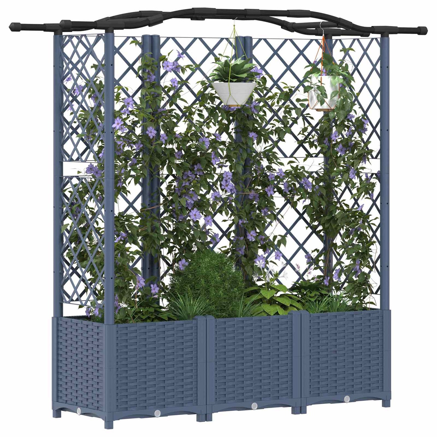 Raised Bed with Trellis and Roof Grey 163 x 40 x 141 cm PP