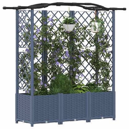 Raised Bed with Trellis and Roof Grey 163 x 40 x 141 cm PP
