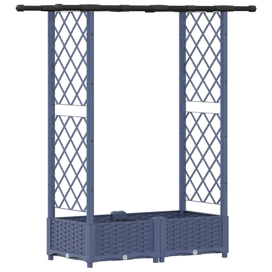 Raised Bed with Trellis and Roof Grey 122.5 x 40 x 121 cm PP