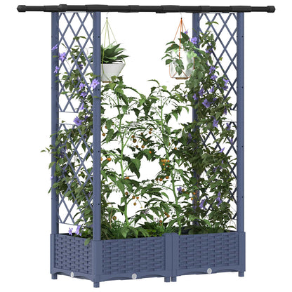 Raised Bed with Trellis and Roof Grey 122.5 x 40 x 123 cm PP