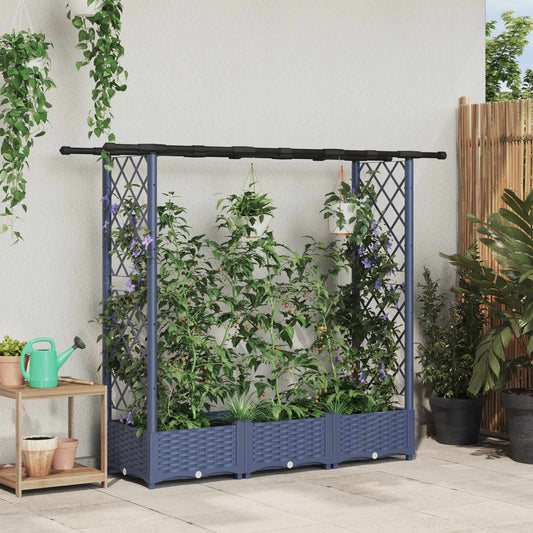 Raised Bed with Trellis and Roof Grey 164 x 40 x 121 cm PP