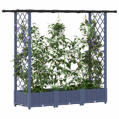 Raised Bed with Trellis and Roof Grey 164 x 40 x 123 cm PP