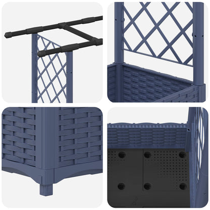 Raised Bed with Trellis and Roof Grey 203 x 40 x 123 cm PP