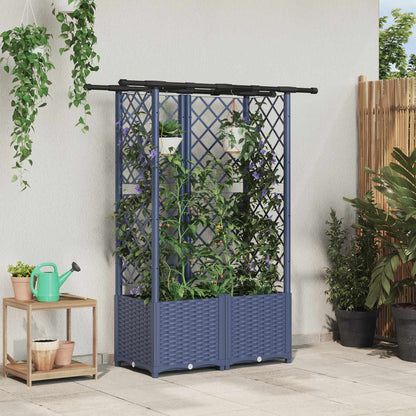 Raised Bed with Trellis and Roof Grey 124.5 x 40 x 138 cm PP
