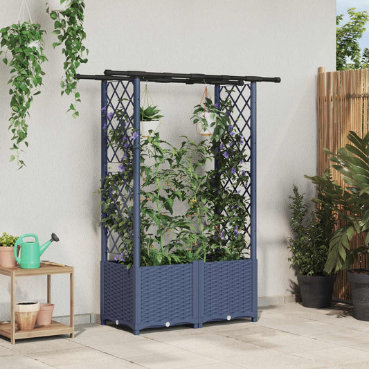Raised Bed with Trellis and Roof Grey 124.5 x 40 x 136 cm PP