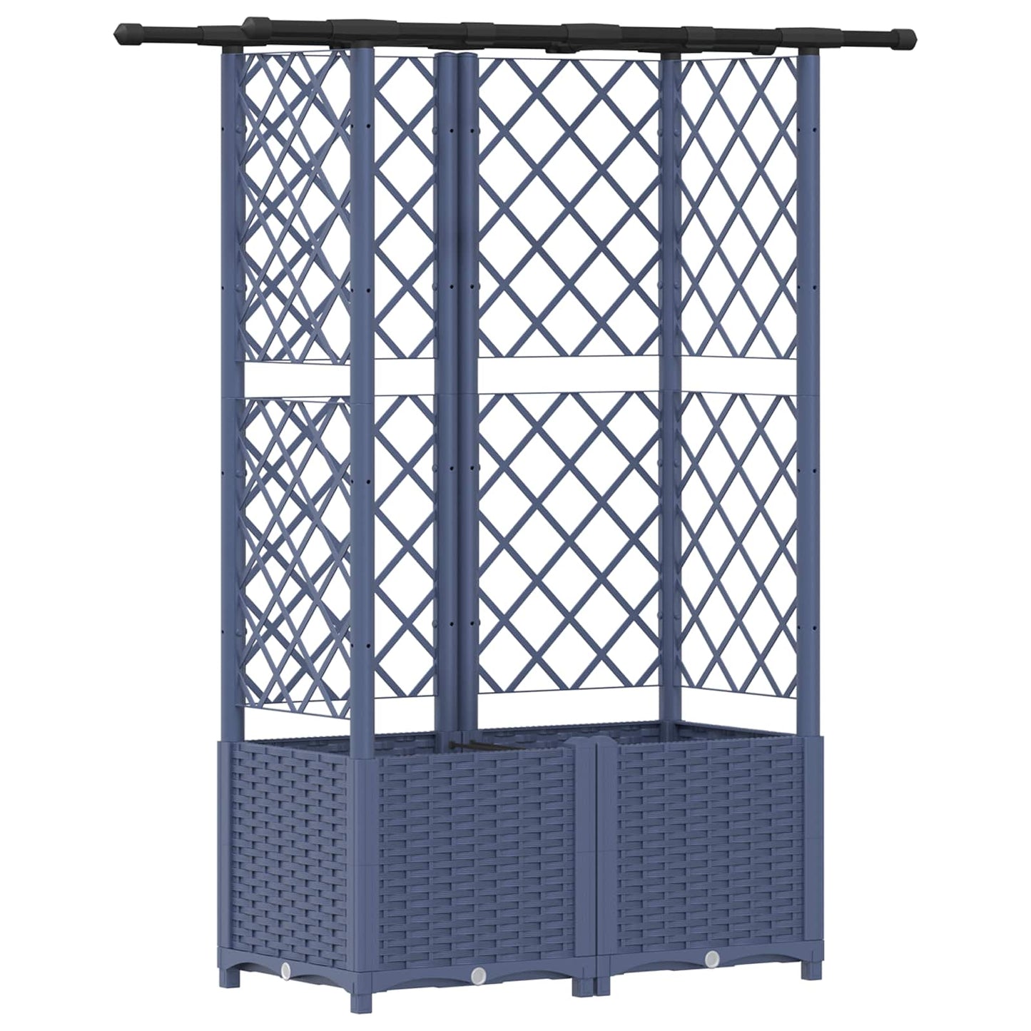 Raised Bed with Trellis and Roof Grey 124.5 x 40 x 138 cm PP