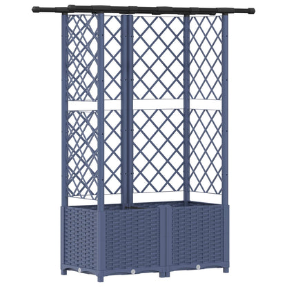 Raised Bed with Trellis and Roof Grey 124.5 x 40 x 138 cm PP