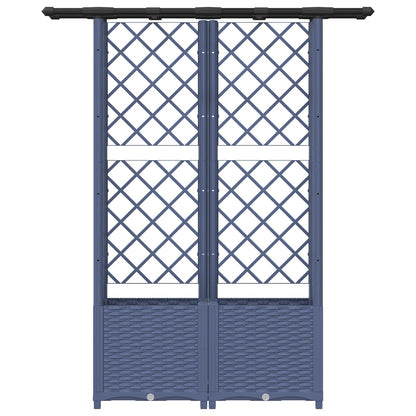 Raised Bed with Trellis and Roof Grey 124.5 x 40 x 138 cm PP
