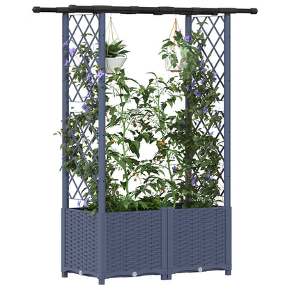 Raised Bed with Trellis and Roof Grey 124.5 x 40 x 138 cm PP