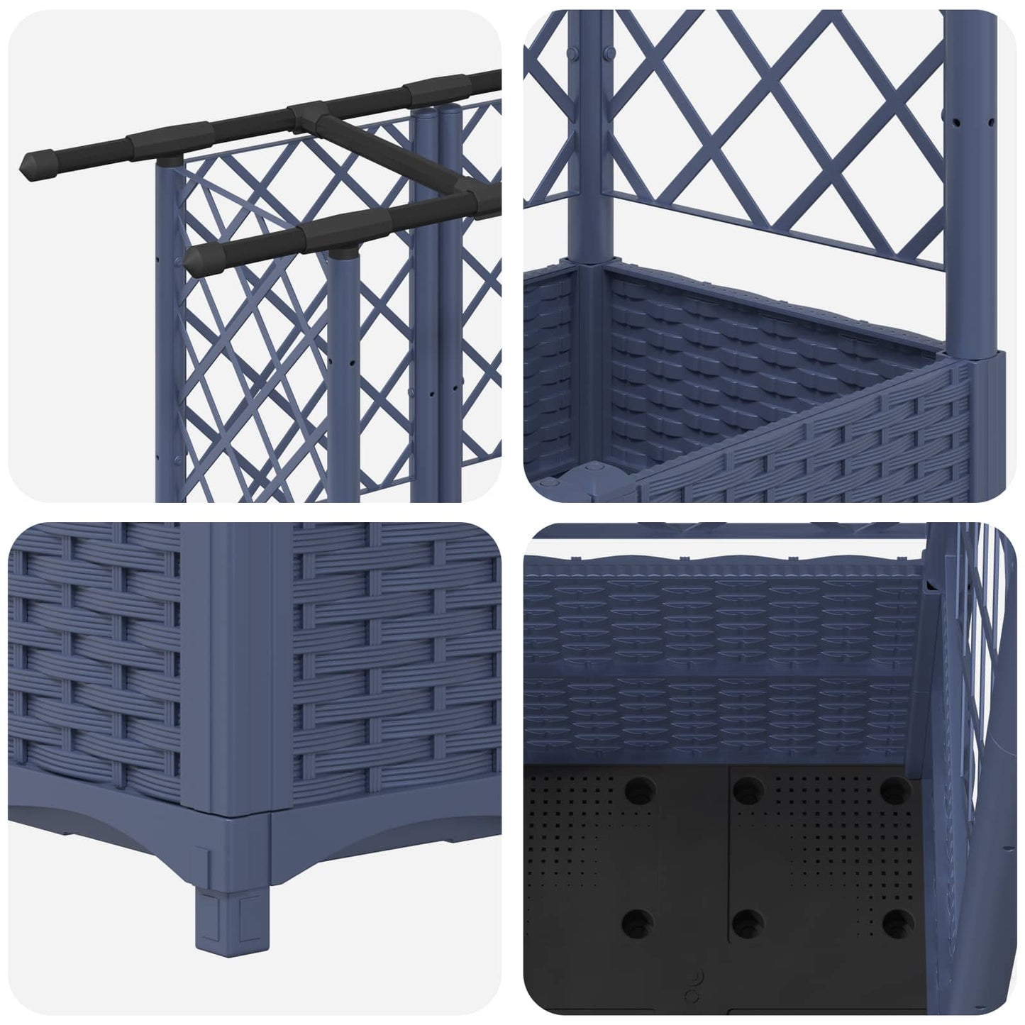 Raised Bed with Trellis and Roof Grey 162.5 x 40 x 138 cm PP
