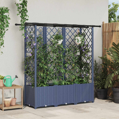 Raised Bed with Trellis and Roof Grey 162.5 x 40 x 138 cm PP