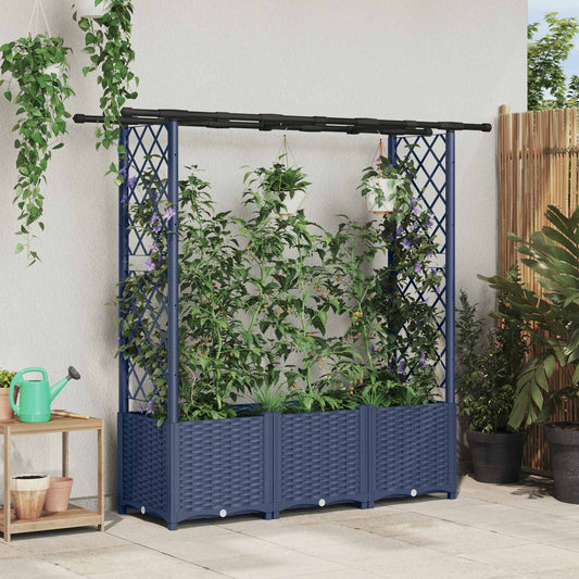 Raised Bed with Trellis and Roof Grey 162.5 x 40 x 136 cm PP