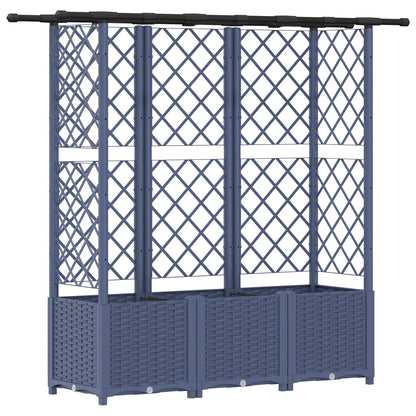 Raised Bed with Trellis and Roof Grey 162.5 x 40 x 138 cm PP