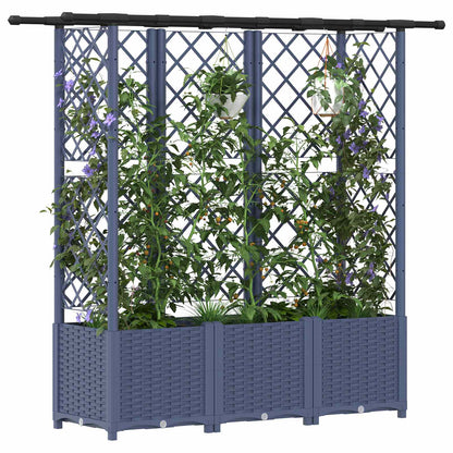 Raised Bed with Trellis and Roof Grey 162.5 x 40 x 138 cm PP