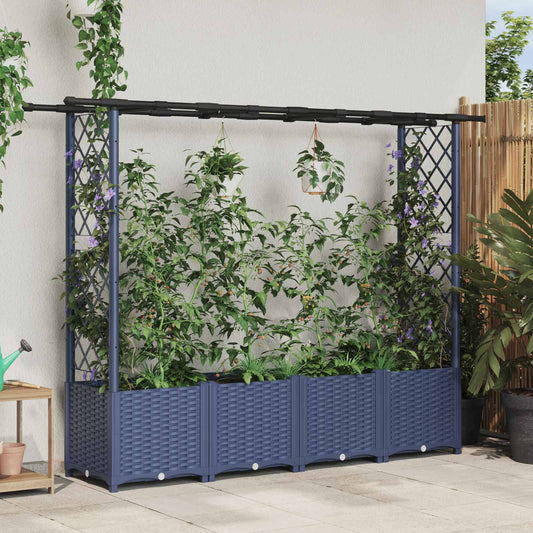 Raised Bed with Trellis and Roof Grey 203 x 40 x 136 cm PP