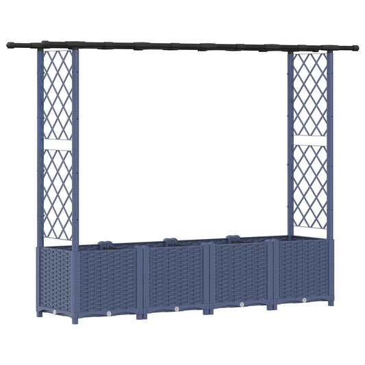 Raised Bed with Trellis and Roof Grey 203 x 40 x 136 cm PP