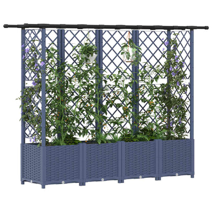 Raised Bed with Trellis and Roof Grey 203 x 40 x 138 cm PP