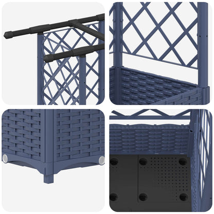 Raised Bed with Trellis and Roof Grey 124 x 40 x 123 cm PP