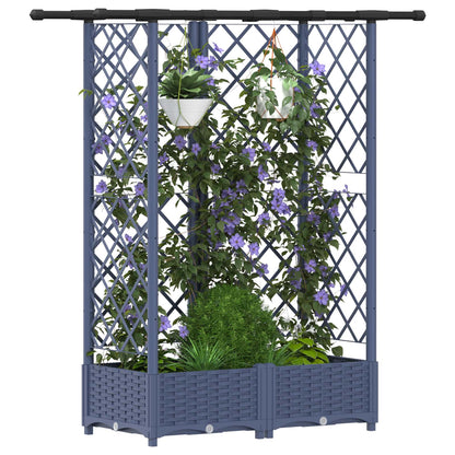 Raised Bed with Trellis and Roof Grey 124 x 40 x 123 cm PP
