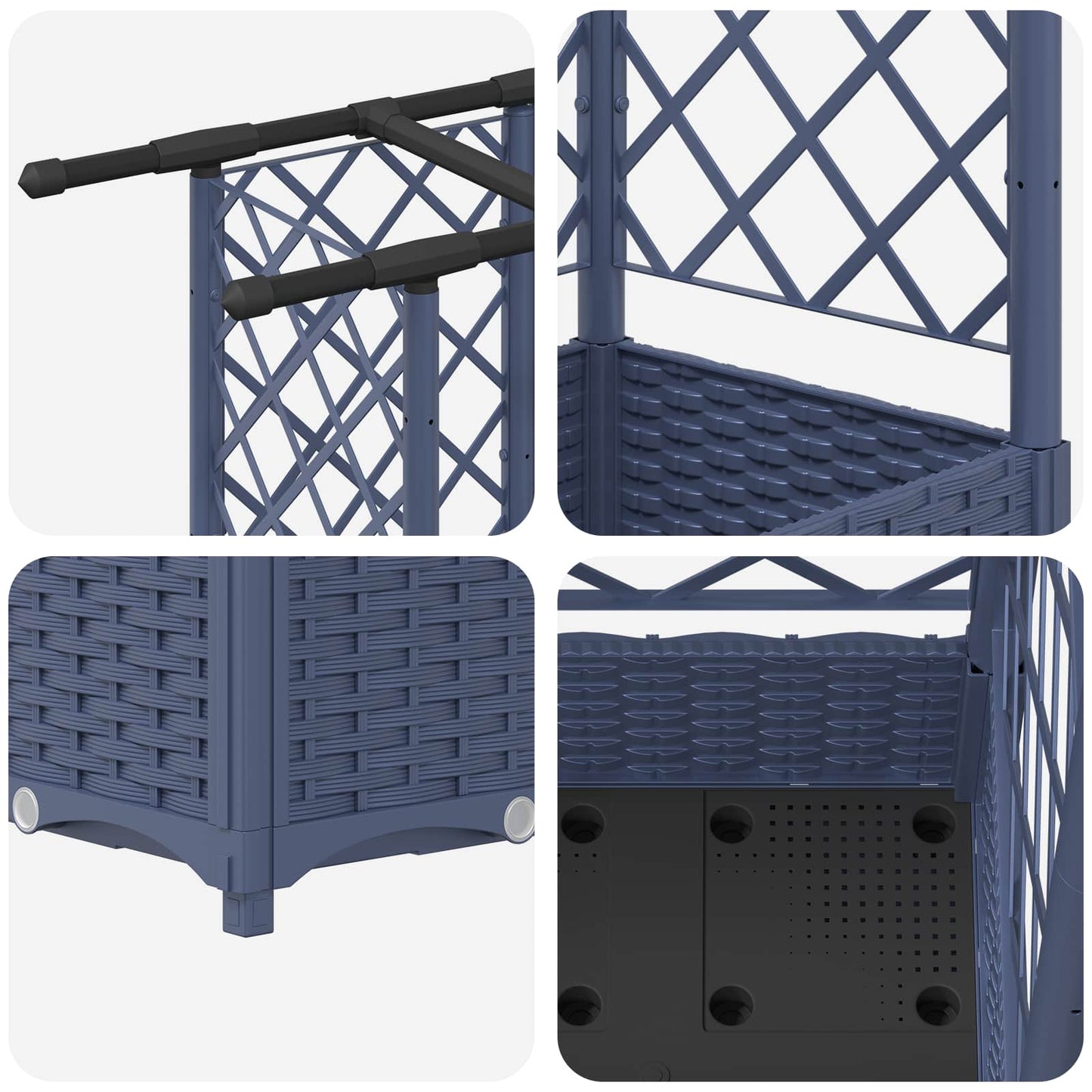 Raised Bed with Trellis and Roof Grey 164 x 40 x 123 cm PP