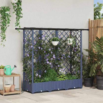 Raised Bed with Trellis and Roof Grey 164 x 40 x 123 cm PP