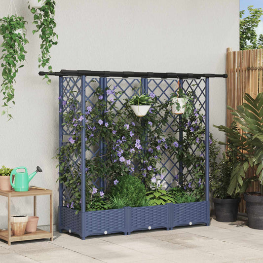 Raised Bed with Trellis and Roof Grey 164 x 40 x 121 cm PP