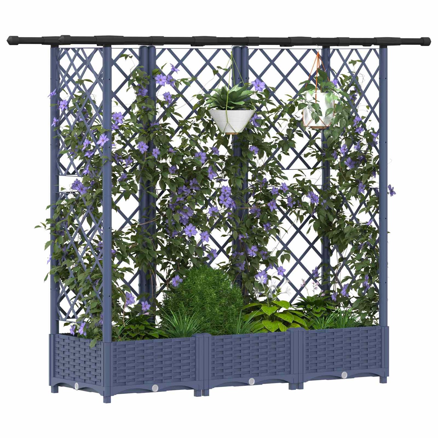Raised Bed with Trellis and Roof Grey 164 x 40 x 123 cm PP