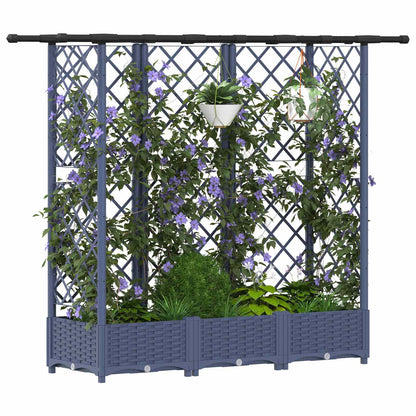 Raised Bed with Trellis and Roof Grey 164 x 40 x 123 cm PP