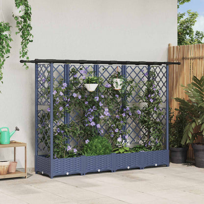 Raised Bed with Trellis and Roof Grey 202.5 x 40 x 123 cm PP