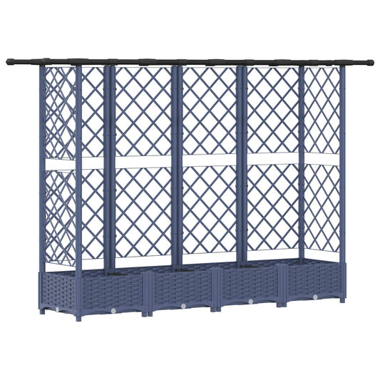 Raised Bed with Trellis and Roof Grey 202.5 x 40 x 121 cm PP