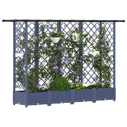 Raised Bed with Trellis and Roof Grey 202.5 x 40 x 123 cm PP