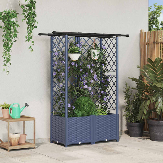 Raised Bed with Trellis and Roof Grey 124 x 40 x 136 cm PP
