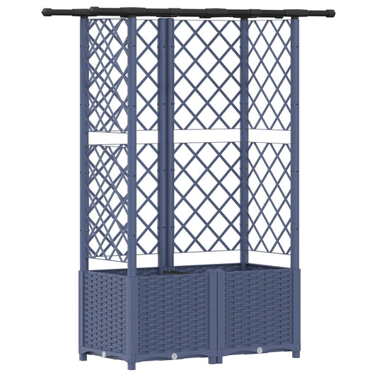 Raised Bed with Trellis and Roof Grey 124 x 40 x 136 cm PP