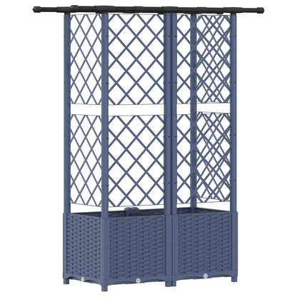 Raised Bed with Trellis and Roof Grey 124 x 40 x 136 cm PP