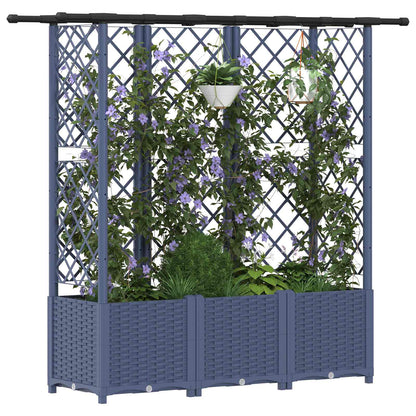 Raised Bed with Trellis and Roof Grey 163.5 x 40 x 136 cm PP