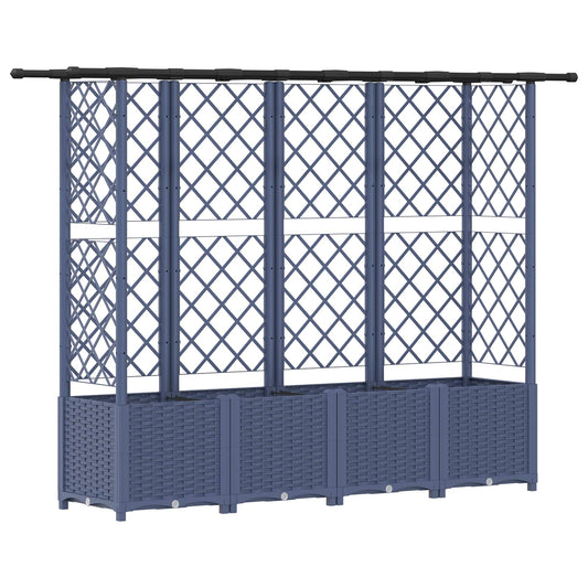 Raised Bed with Trellis and Roof Grey 202 x 40 x 136 cm PP