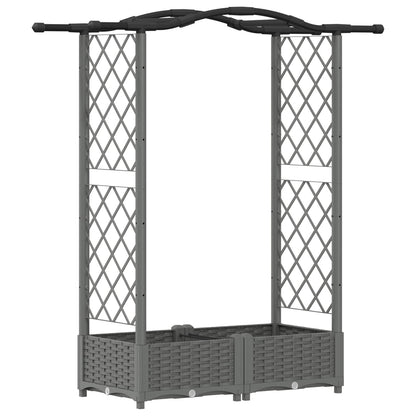 Raised Bed with Trellis and Roof Light Grey 124 x 40 x 125 cm