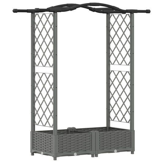 Raised Bed with Trellis and Roof Light Grey 124 x 40 x 123 cm