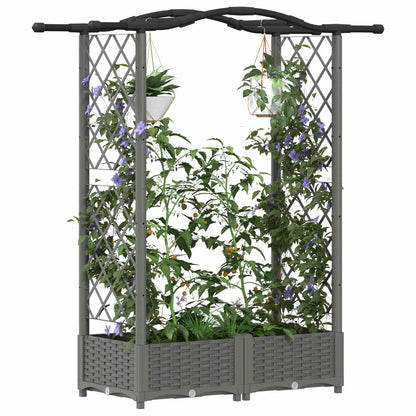 Raised Bed with Trellis and Roof Light Grey 124 x 40 x 125 cm