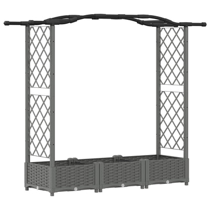 Raised Bed with Trellis and Roof Light Grey 169 x 40 x 125 cm