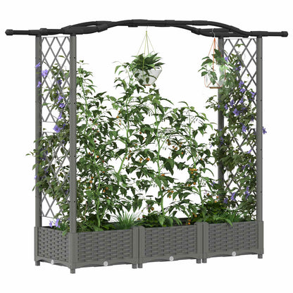 Raised Bed with Trellis and Roof Light Grey 169 x 40 x 125 cm