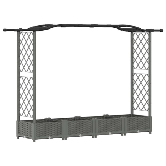 Raised Bed with Trellis and Roof Light Grey 207 x 40 x 123 cm